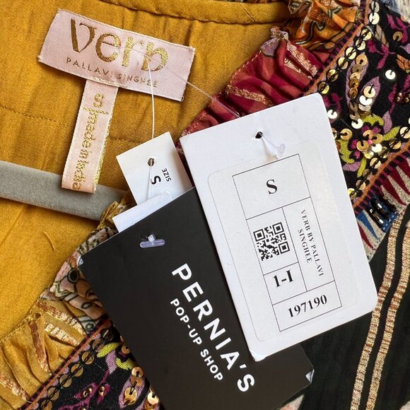 Anthropologie Verb Pallavi Singhee Beaded Shimmer Mini Dress Boho Romance Size S - Picture 8 of 16